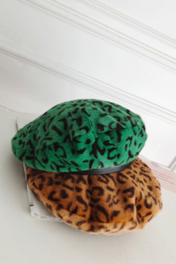 1pc fashion leopard batch printing fluffy beret 56-58cm