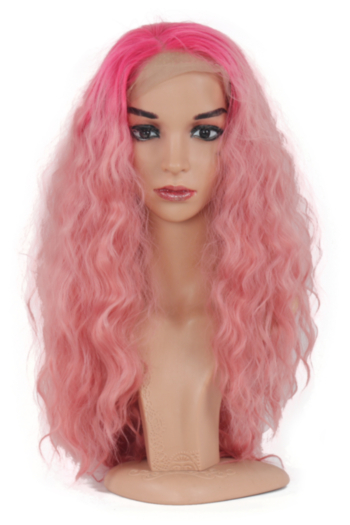 1 pc Front lace synthetic high quality gradient color wavy wigs (Length:28-30 inch)#2#