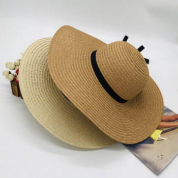 1 pc three color outdoor beach bowknot sunscreen sunshade ajustable dome thin straw hat 54-57cm