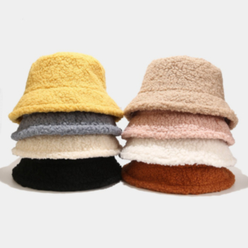 new autumn and winter eight color lambswool outdoor sunshade and warm all-match bucket hat 56-58cm