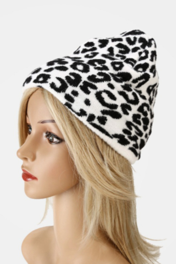 autumn and winter fluffy plush leopard pattern batch printing outdoor keep warm all-match ajustable cashmere cap 56-58cm