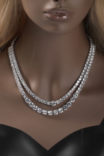 1 pc two color rhinestone high quality fashion geometric necklaces(length:18inch+12.5inch)