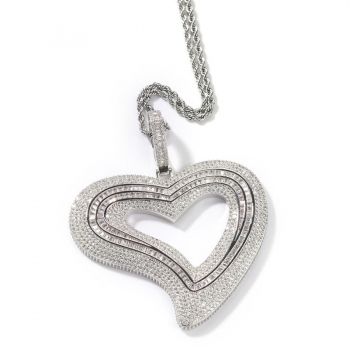 1 pc three color rhinestone high quality fashion heart shape geometric necklaces(length:24 inch)
