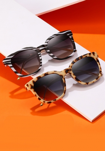 1 pc fashion five color zebra pattern solid color simple metal plastic frame sunglasses