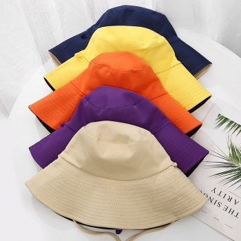 1 pc double-sided solid color sun shade adjustable big brimmed bucket hat 56-58cm