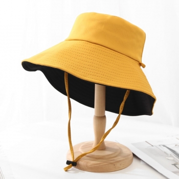 1 pc Double-sided solid color sun shade adjustable big brimmed bucket hat 56-58cm#1#
