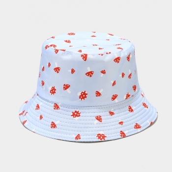 1 pc mushrooms pattern batch printing outdoor casual sunshade bucket hat 56-58cm