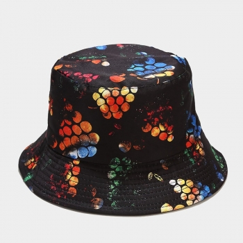 1 pc colorful grapes pattern batch printing double-sided sunscreen outdoor casual sunshade bucket hat 56-58cm