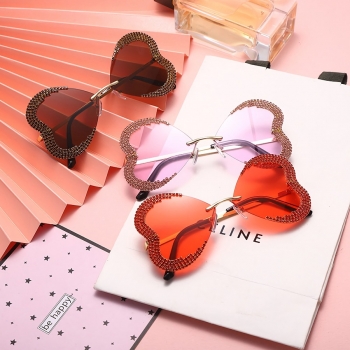1 pc fashion rhinestone butterfly shape ocean piece frameless sunglasses