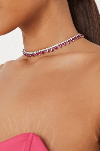 1 pc  fashion shiny rhinestone round shape ajustable necklace(perimeter:21+50cm)