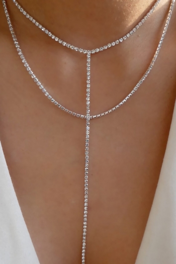 1 pc fashion shiny rhinestone simple tassel ajustable necklace#1#