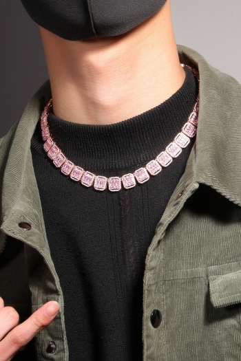 1 pc fashion high quality hip-hop square rhinestone design necklace(length:18 inch)