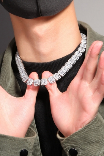 1 pc fashion high quality hip-hop square rhinestone design necklace(perimeter:14 inch)