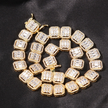 1 pc fashion high quality hip-hop square rhinestone design necklace(perimeter:16 inch)