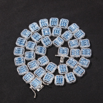 1 pc fashion high quality hip-hop square rhinestone design necklace(perimeter:16 inch)#1#