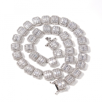 1 pc fashion high quality hip-hop square rhinestone design necklace(perimeter:20 inch)