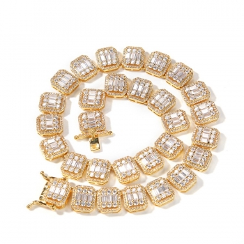 1 pc fashion high quality hip-hop square rhinestone design necklace(perimeter:22 inch)
