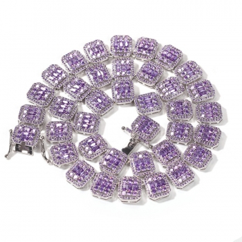 1 pc fashion high quality hip-hop square rhinestone design necklace(perimeter:22 inch)#1#