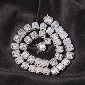1 pc fashion high quality hip-hop square rhinestone design necklace(perimeter:24 inch)
