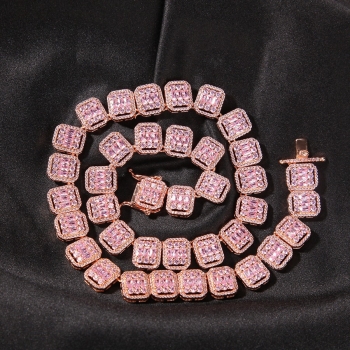 1 pc fashion high quality hip-hop square rhinestone design necklace(perimeter:24 inch)#1#