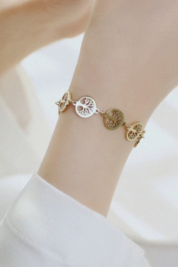 1 pc fashion simple tree of life shape metal chain bracelets(length: 16cm+5.5cm)#1#