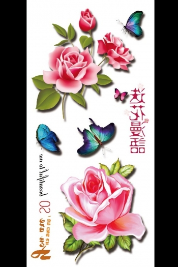 Butterfly flower waterproof multicolor fashion simulation disposable tattoo sticker(size:148*210mm)#46#*2