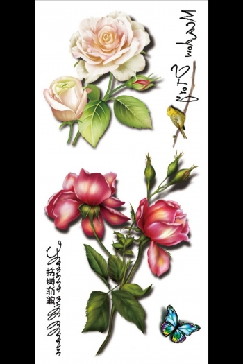 Butterfly flower waterproof multicolor fashion simulation disposable tattoo sticker(size:148*210mm)#52#*2