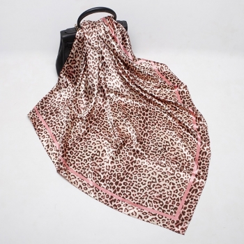 1 pc four seasons vacation shawl silk leopard batch printed beach sunscreen scarf 90*90cm