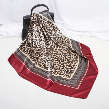 1 pc shawl satin leopard pattern geometry batch printed sunscreen scarf 90*90cm