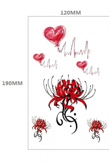 Flower heart shape pattern waterproof fashion simulation disposable tattoo sticker(size:120*190mm)*2 