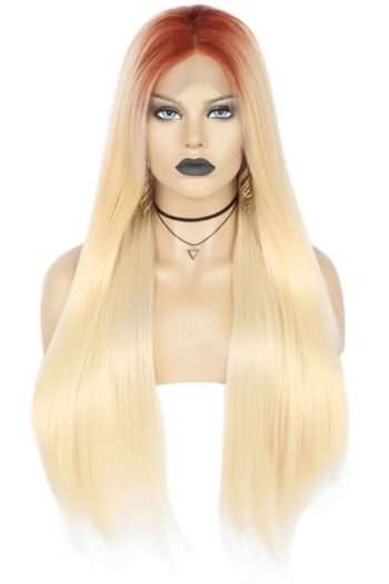 1 pc front lace synthetic high quality gradient color long straight wigs (length:26 inch)