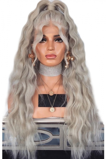 1 pc front lace synthetic high quality long grey curly wigs (length:26 inch)