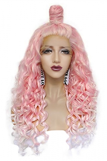 1 pc front lace synthetic high quality solid color long curly wigs (length:26 inch)