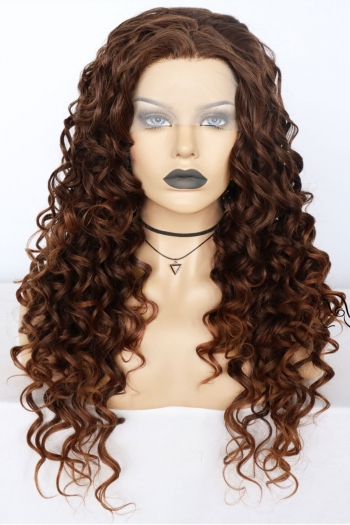 1 pc front lace synthetic highlight gradient high quality long curly wigs (length:26 inch)