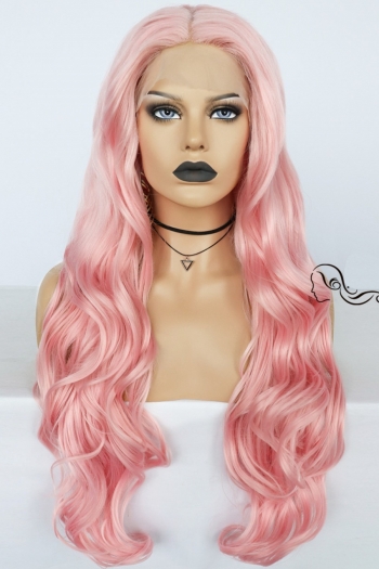 1 pc front lace synthetic solid color high quality long wavey curly wigs (length:26 inch)