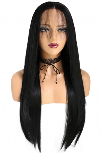 1 pc front lace synthetic black solid color high quality long straight wigs (length:26 inch)