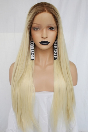 1 pc front lace synthetic gradient color high quality simple long straight wigs (length:26 inch)