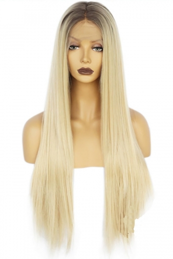 1 pc front lace synthetic gradient color silky high quality long straight wigs (length:26 inch)