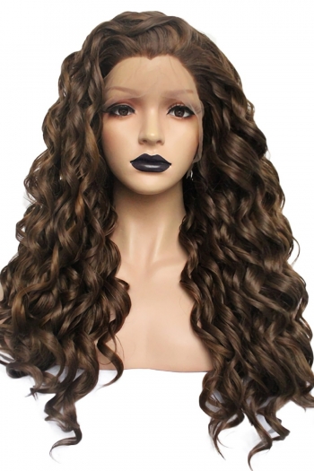 1 pc front lace synthetic solid color fluffy high quality curly wigs (length:26 inch)
