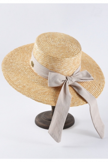 3 pc flat-top bow big brim sunshade sunshade travel holiday beach ajustable hat 56-58cm