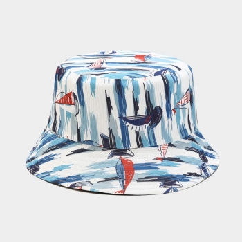 1 pc sea animal pattern batch printing double-sided bucket hat 56-58cm#24#