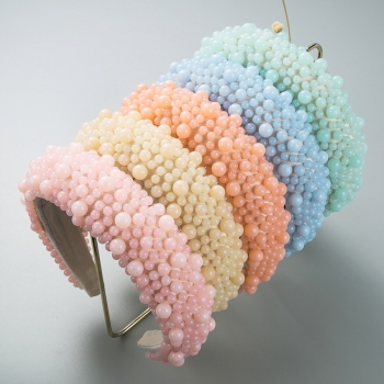 1 pc sponge jelly color beads broadside hair hoop (width:12cm)
