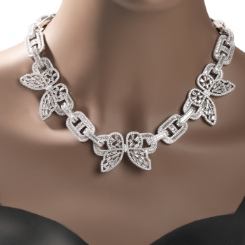 1 pc fashion high quality hip hop rhinestone butterfly pig nose pendant necklace(perimeter: 20 inch)