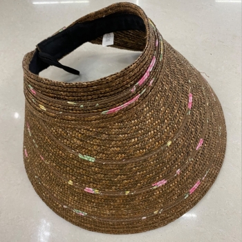 one pc braided stitching multicolor sunscreen beach elasticity adjustment empty top straw hat 56-58cm