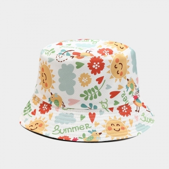 one pc botanical & letter batch printing bucket hat 56-58cm