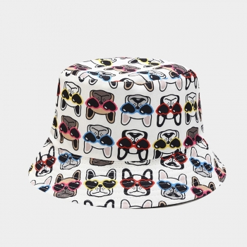 one pc cartoon pictures batch printing sun protection double-sided bucket hat 56-58cm