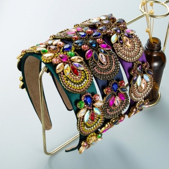 one pc baroque fashion colorful rhinestone hair hoop (width:4cm)