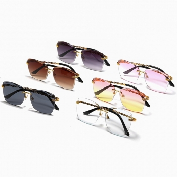 one pc fashion frameless polygon cut edge gradient sunglasses