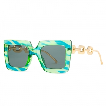 one pc fashion stripe batch printing plastic frame cutout metal chain glasses legs sunglasses