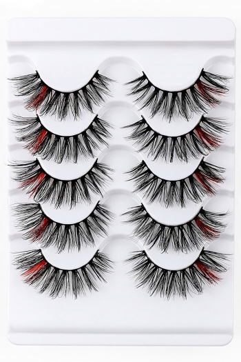 five pair fashion nature reusable multicolor synthetic false lashes (length:14mm)